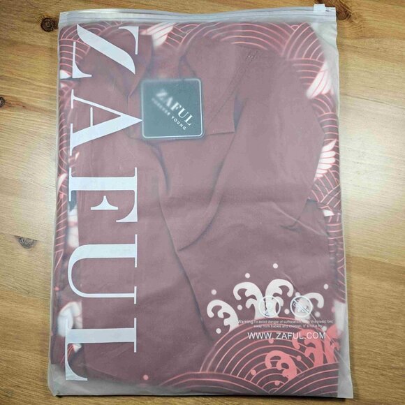 Zaful Men's Kimono Cardigan Open Front, Red Wine - Picture 5 of 5